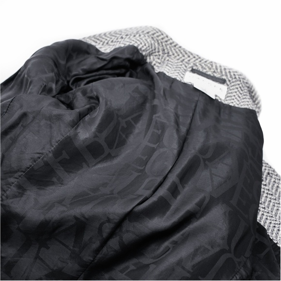 JAEGER Vintage Cropped Blazer Black/White Herringbone Cashmere/Wool Blend US 8 - Picture 6 of 12